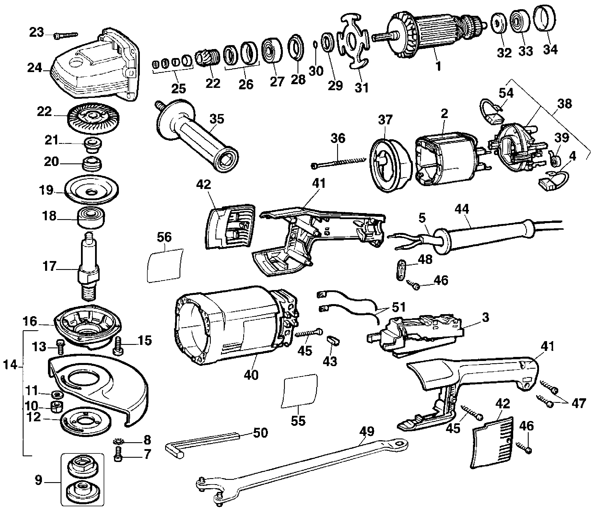 Page A Diagram and Parts List for DW848-B2 3 DeWALT Grinder