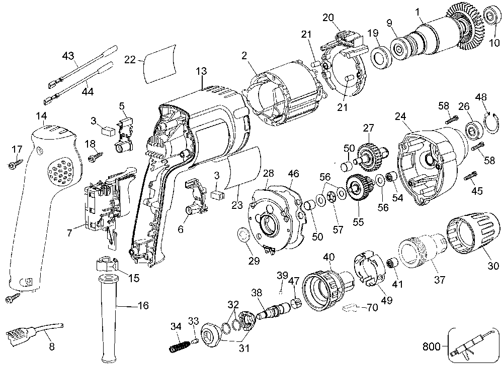 Page A Diagram and Parts List for DW266 Type 4 DeWALT Screwdriver