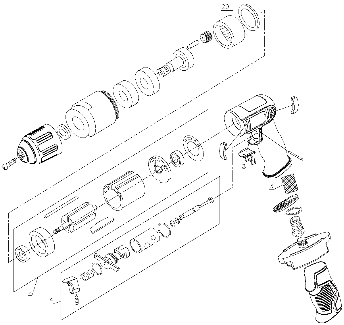 Default Diagram and Parts List for DWMT70786 Type 0 DeWALT Boring Machine