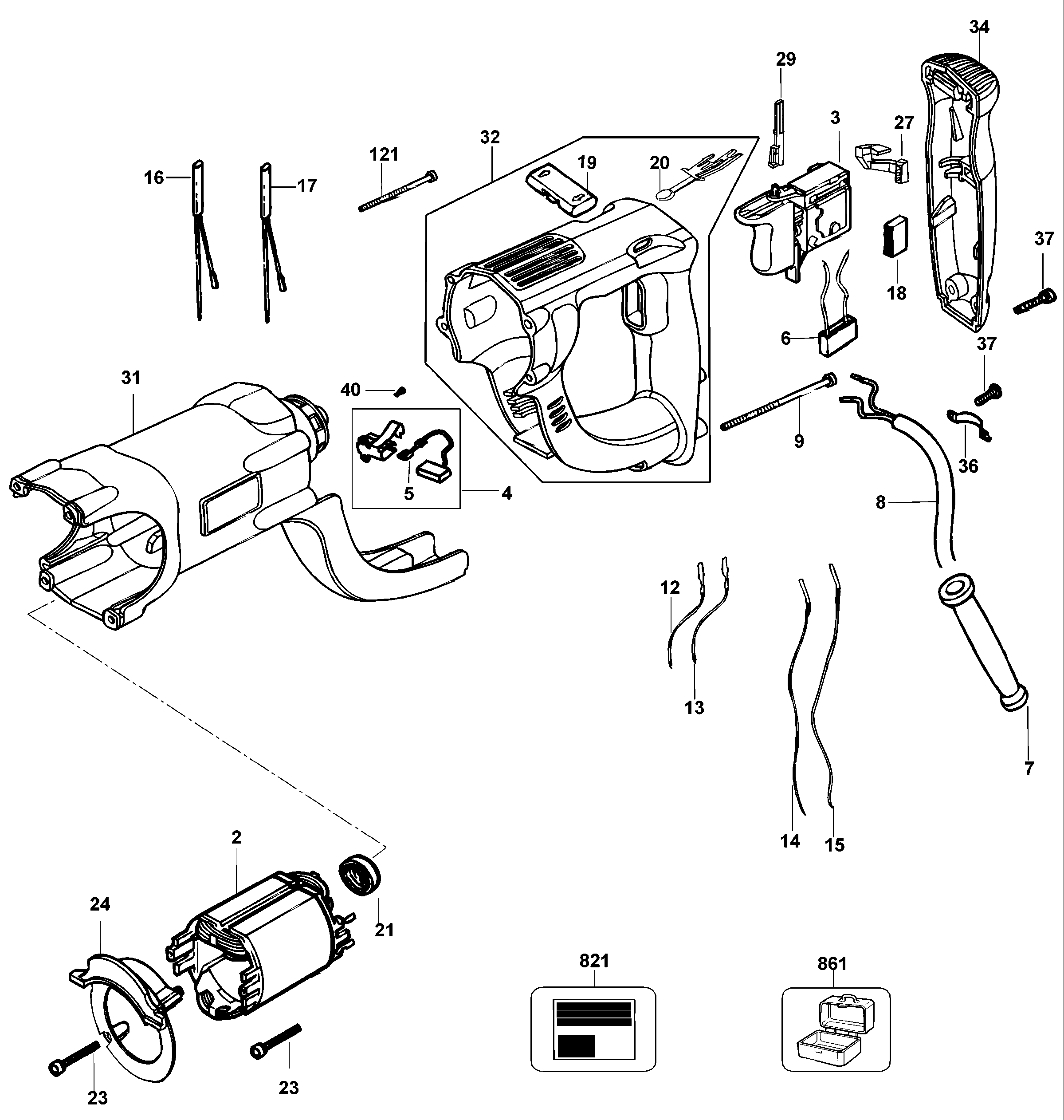 Page A Diagram and Parts List for D25203KAR 2 DeWALT Hammer