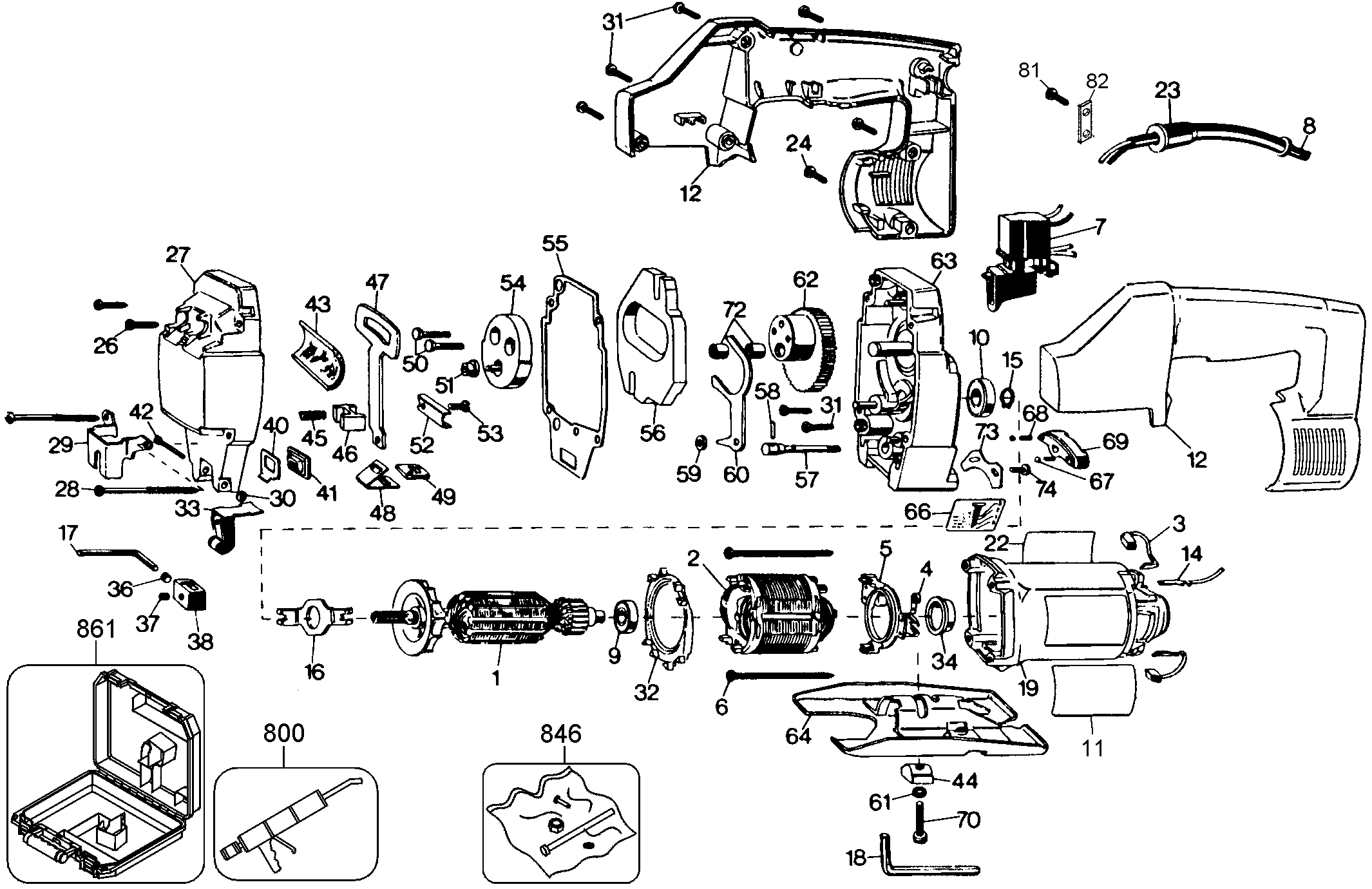 Page A Diagram and Parts List for DW318K-44 2 DeWALT Jig Saw