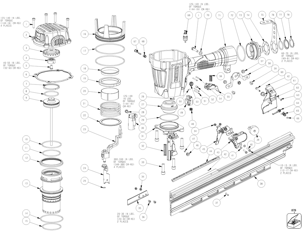 Diagram Diagram and Parts List for DWF83PLR Type 0 DeWALT Nailer