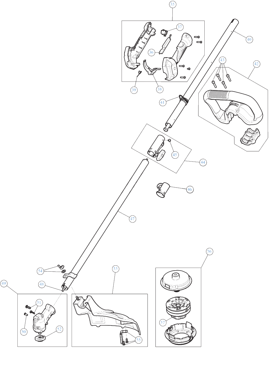 General Assembly Diagram and Parts List for DXGST227SS 41CD27SC939 DeWALT Trimmer