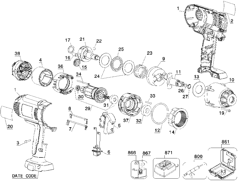 Page A Diagram and Parts List for DW059HB Type 2 DeWALT Wrench