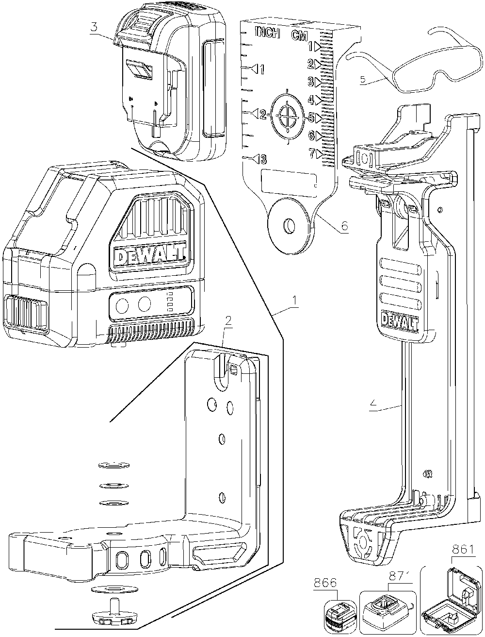 Exploded Diagram A Diagram and Parts List for DW088LG-K Type 1 DeWALT Laser Level