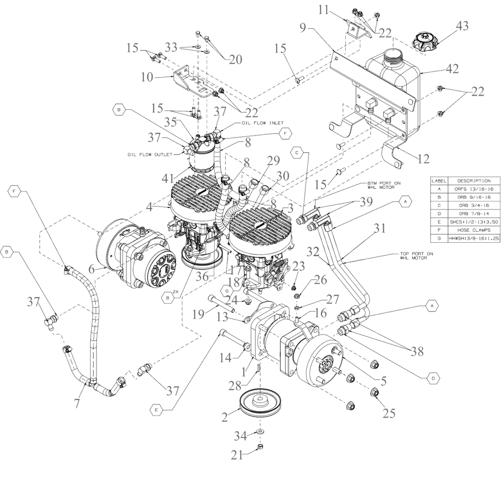 Drive Diagram and Parts List for DXGX554P (53AL8CS7038)(2022) DeWALT Lawn Tractor