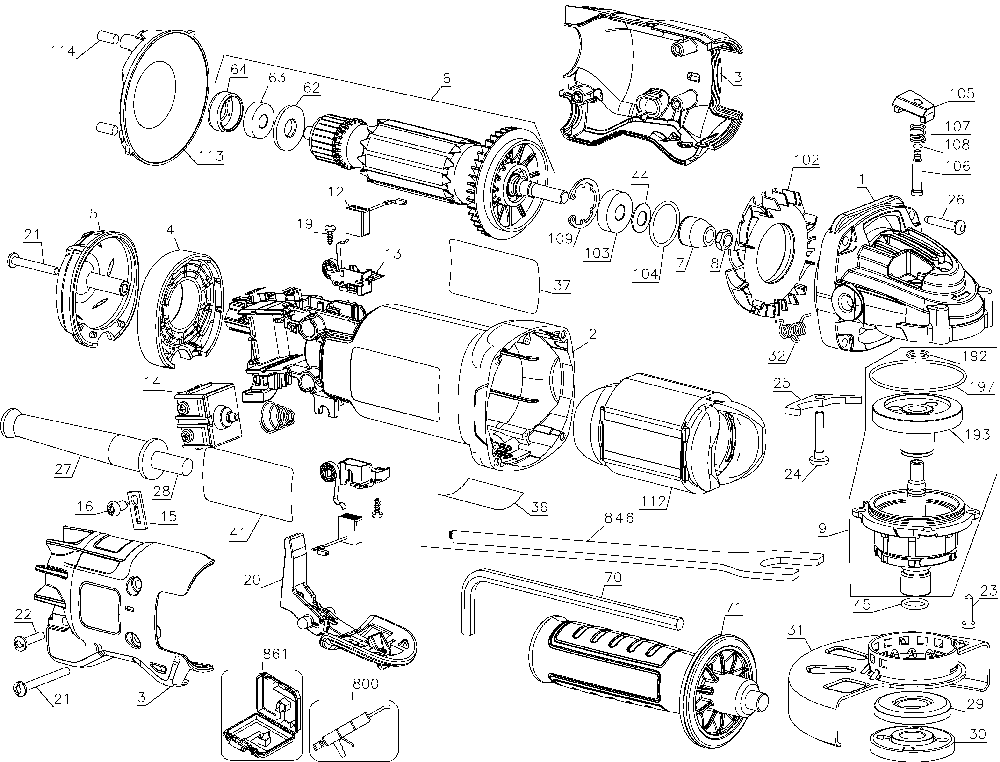 Page A Diagram and Parts List for DWE402N Type 3 DeWALT Angle Grinder