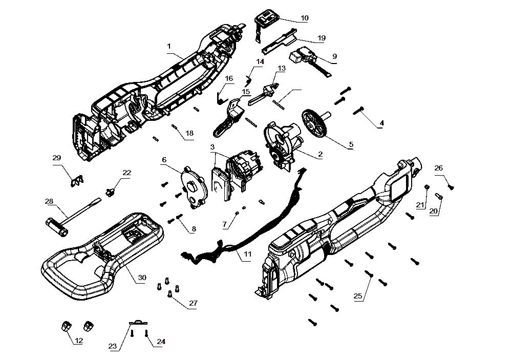 Section 2 Diagram and Parts List for DCPS675B Type 1 DeWALT Chainsaw