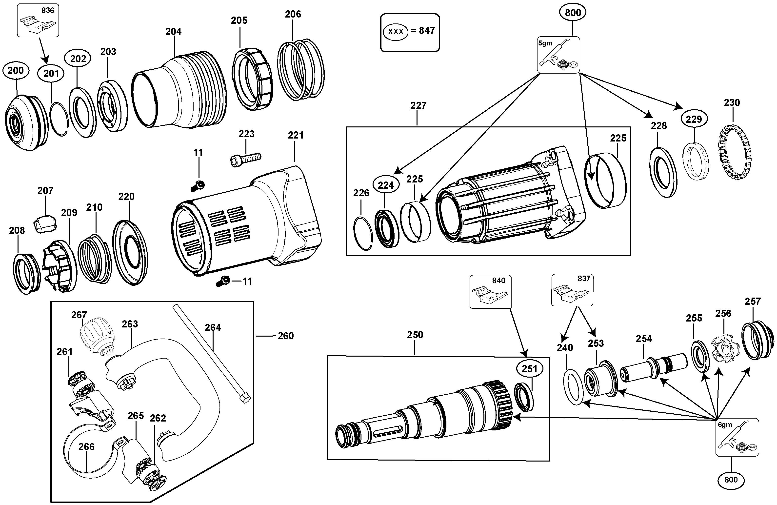 tool holder Diagram and Parts List for D25891K-AR Type 1 DeWALT Chipper Shredder