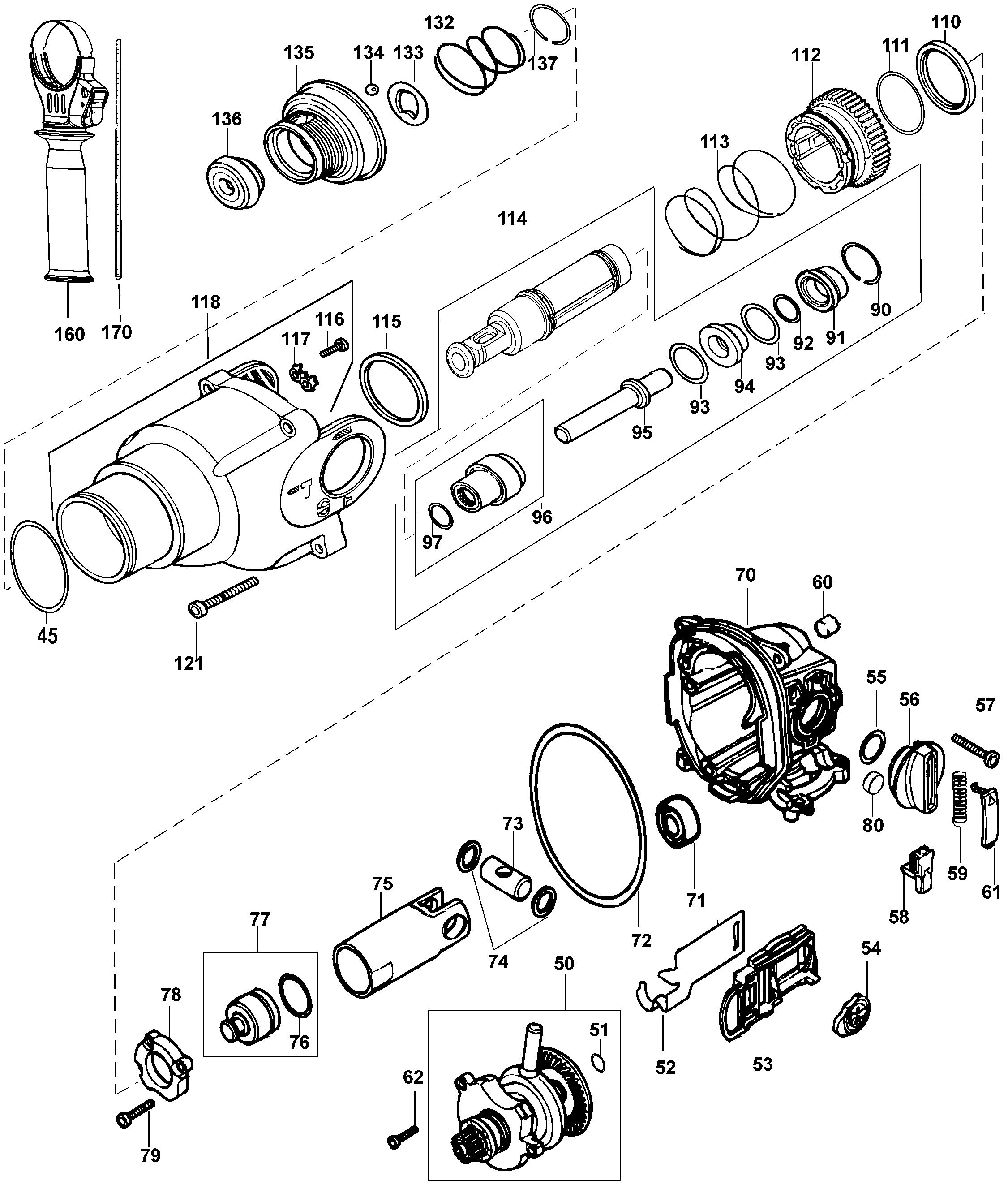 Page B Diagram and Parts List for D25303K 1 DeWALT Hammer