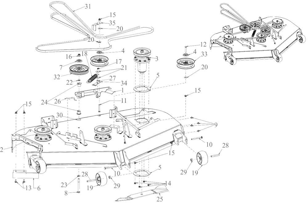 Deck Diagram and Parts List for DXGZ160P (47AHBCA8038)(2021) DeWALT Lawn Tractor