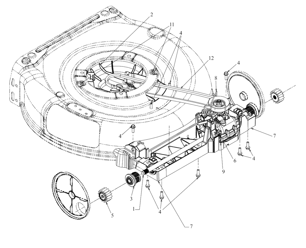 Drive Diagram and Parts List for DCMWSP244 (18AEU2C2738)(2021) DeWALT Lawn Mower