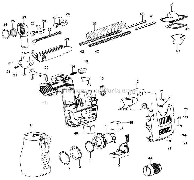 Page A Diagram and Parts List for D25300D Type 1 DeWALT Dust Collector