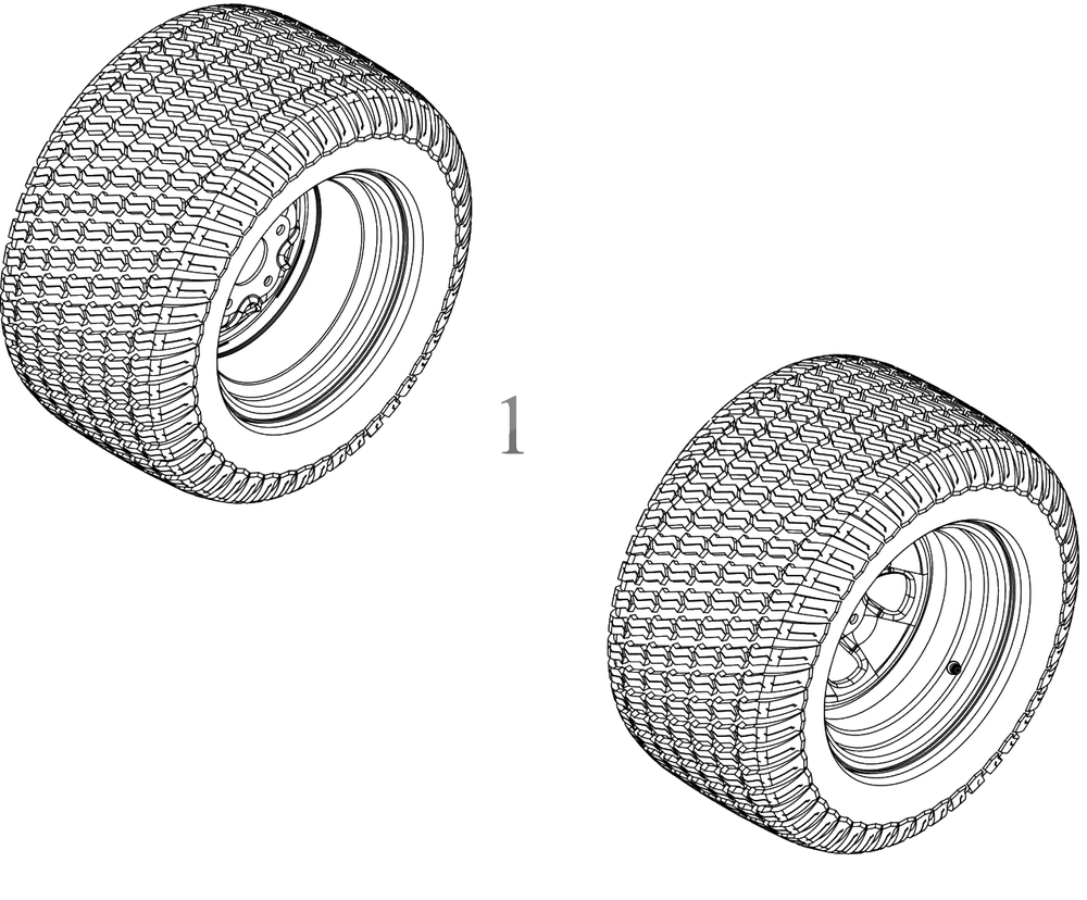 Wheels - Rear Diagram and Parts List for DXGZ148P (47AHBCA6038)(2022) DeWALT Lawn Tractor