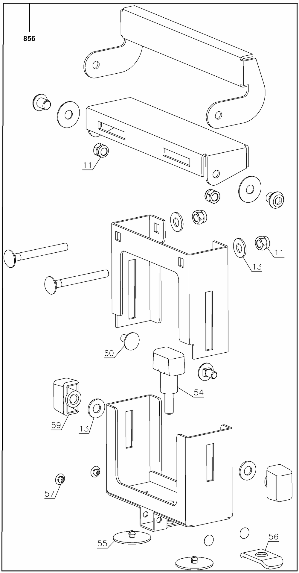 Section 2 Diagram and Parts List for DWX724 Type 30 DeWALT Tool Stand & Cart