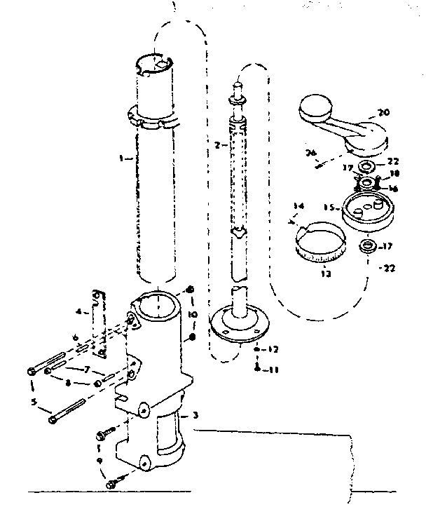 Base And Column Diagram and Parts List for 3436  DeWALT Chop Saw