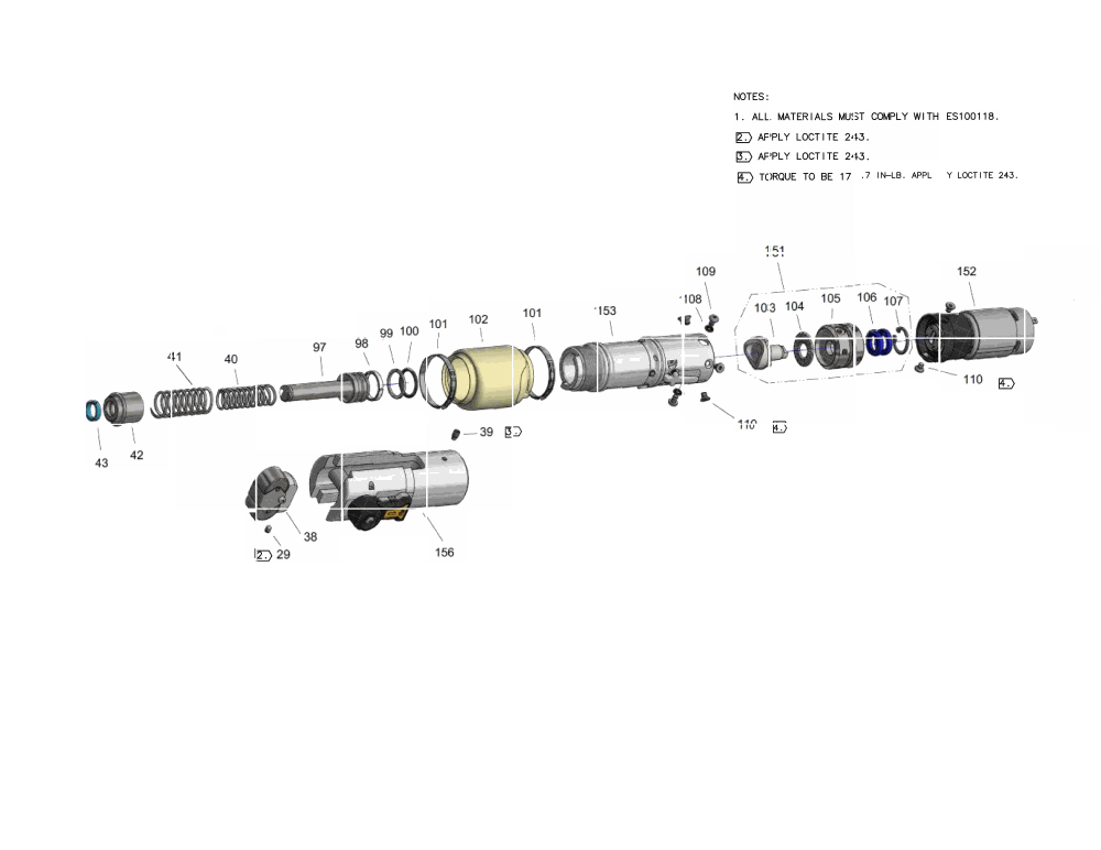 Section 1 Diagram and Parts List for DCE210D2 Type 1 DeWALT Pipe Tools