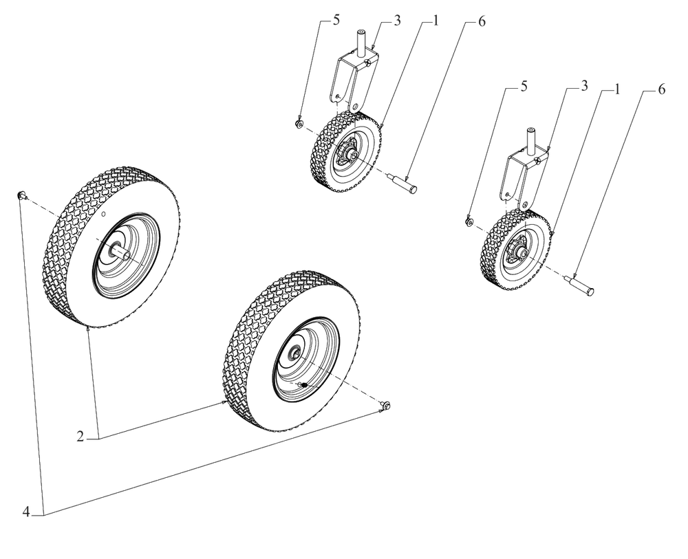 Wheels Diagram and Parts List for DW33 (DXGMW33344R)(2022) DeWALT Lawn Mower