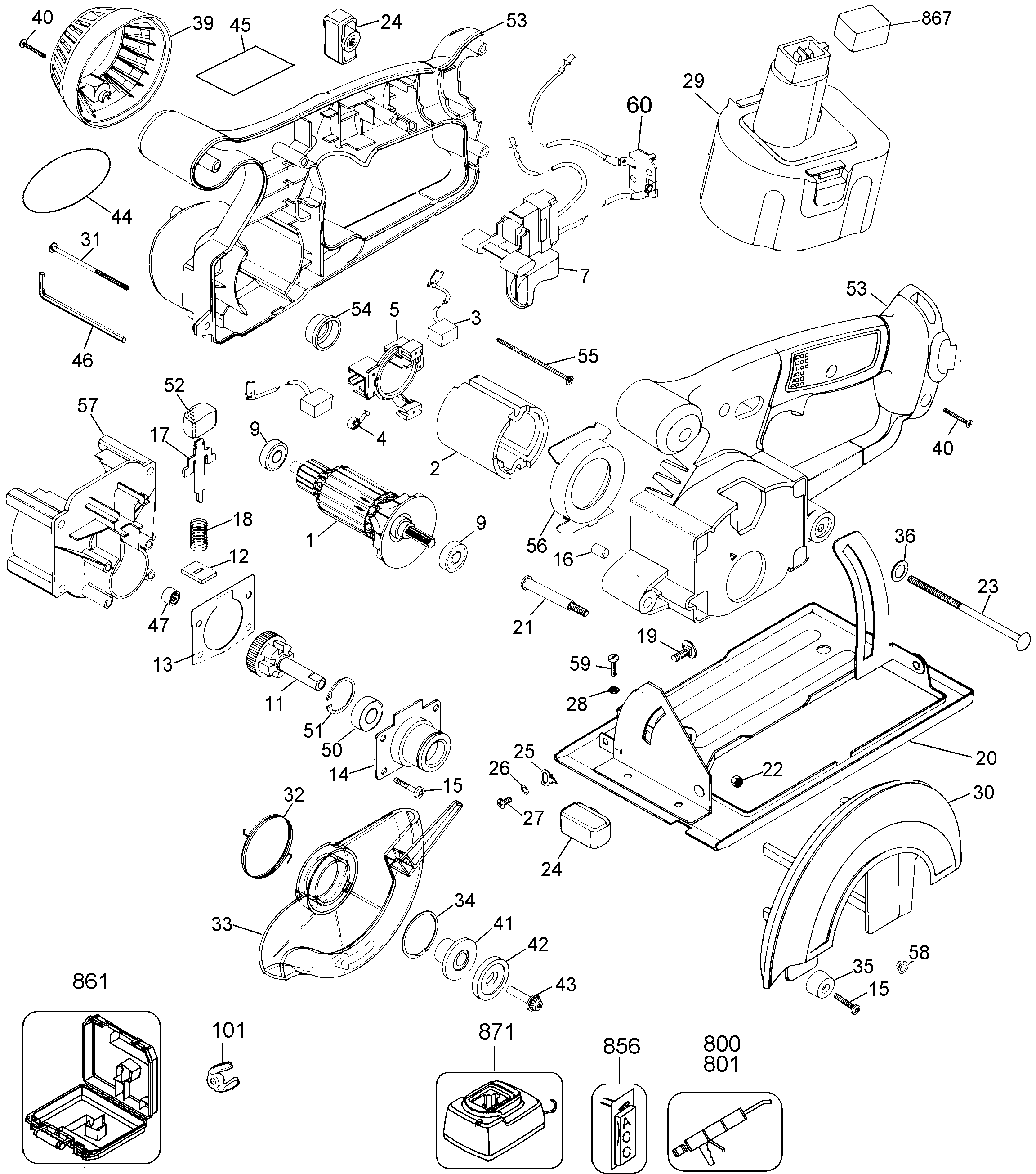 Page A Diagram and Parts List for DW930K 1 DeWALT Trimmer