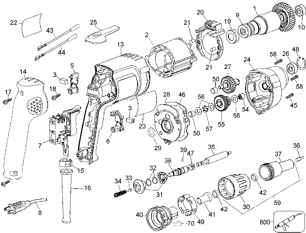 Page A Diagram and Parts List for DW276 Type 5 DeWALT Screwdriver