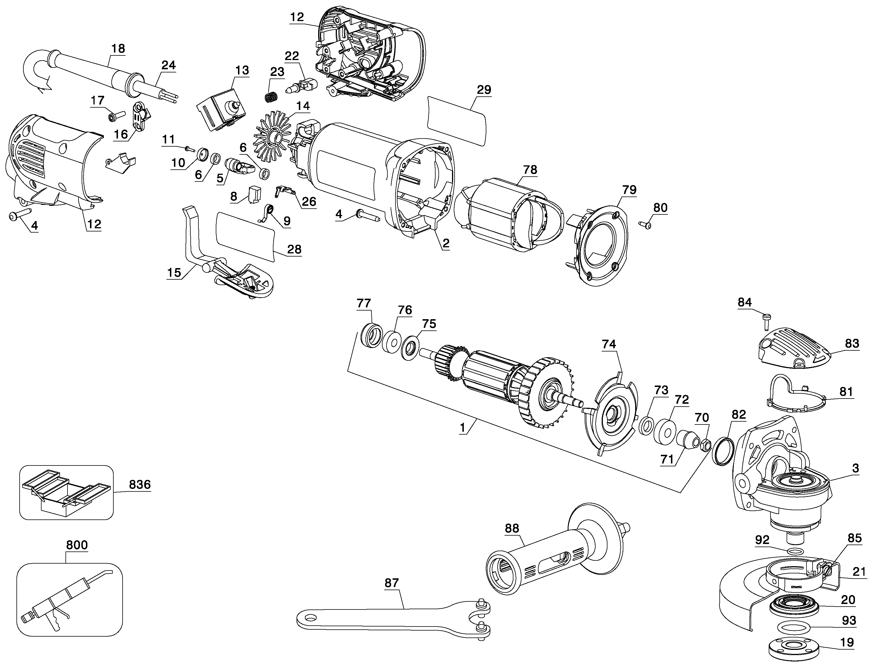 Page A Diagram and Parts List for D28143-AR 1 DeWALT Grinder