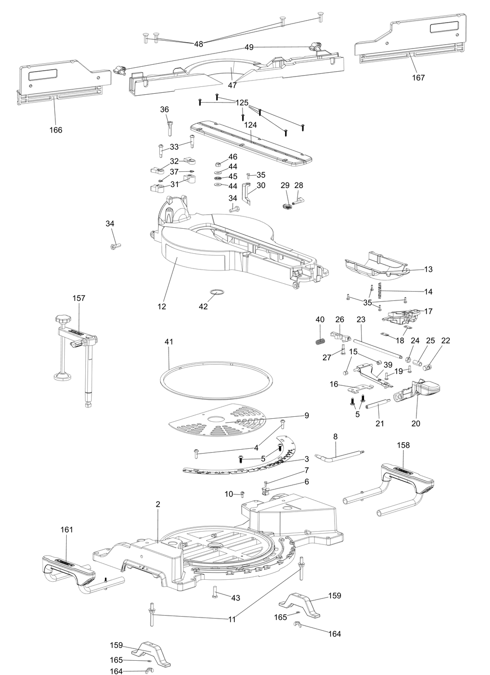 Exploded Diagram B Diagram and Parts List for DWS780 Type 23 DeWALT Miter Saw