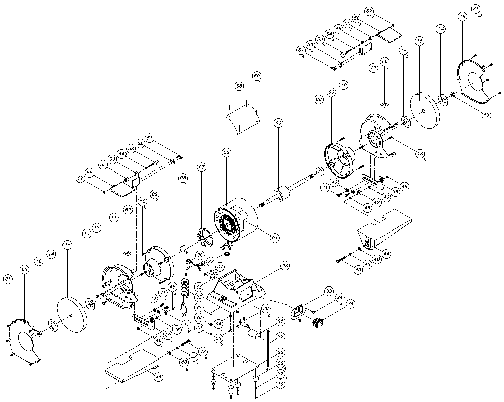 Page A Diagram and Parts List for DW756 Type 2 DeWALT Bench Grinder