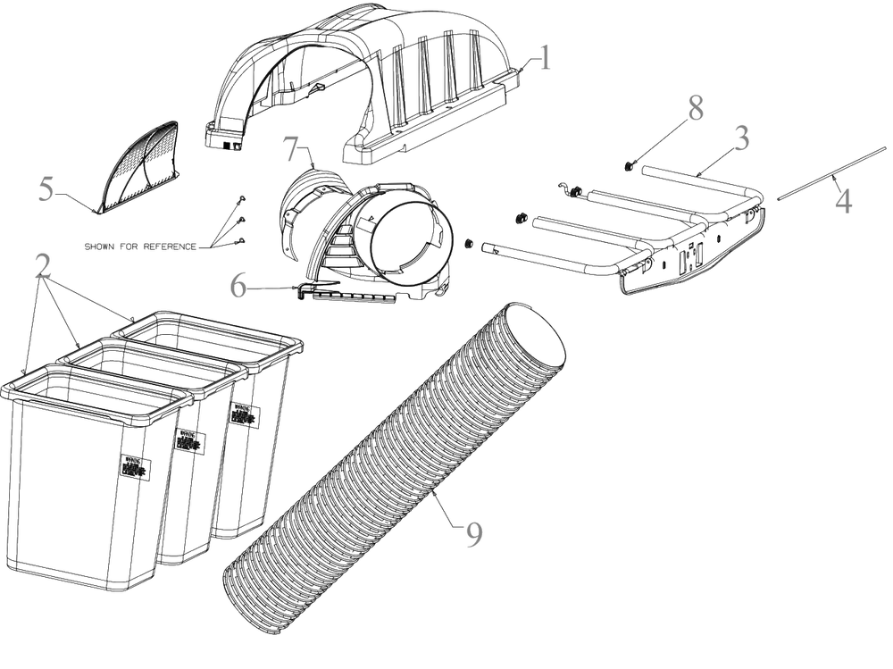 Bag Assembly Diagram and Parts List for DXGXA70004 (49A70003038)(2021) DeWALT Lawn Tractor Accessories