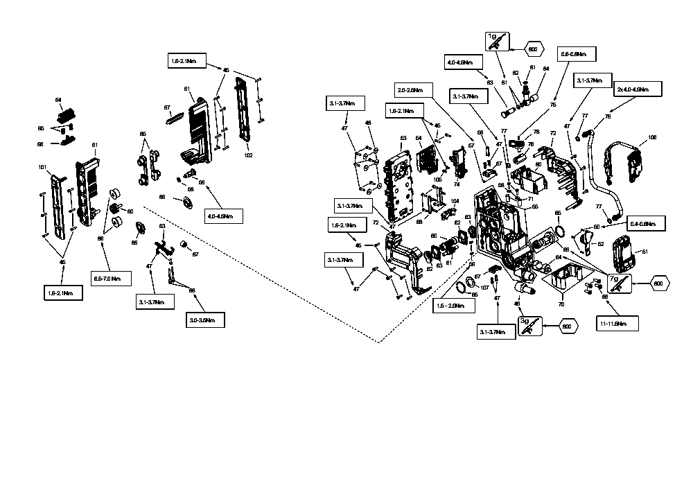 Section 2 Diagram and Parts List for DCPS151 Type 1 DeWALT Tool Stand & Cart