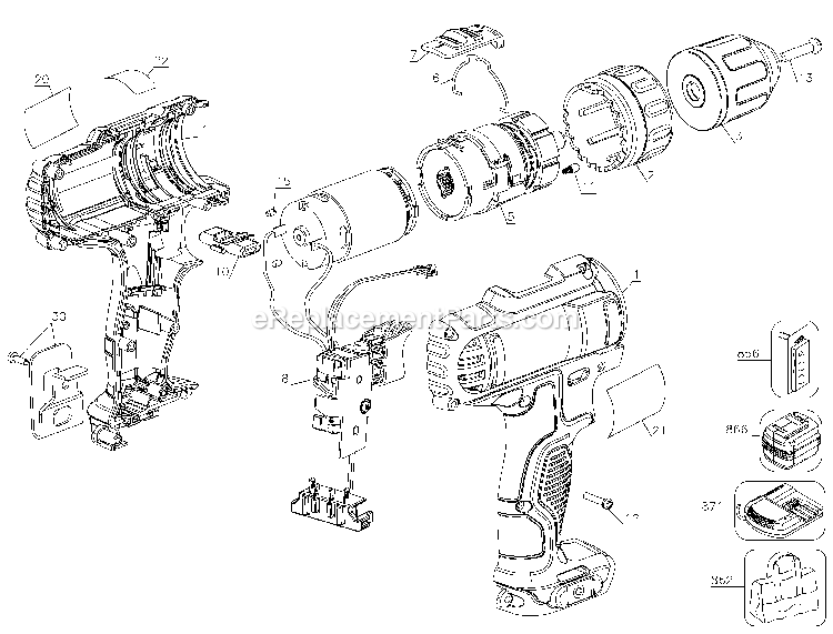 Page A Diagram and Parts List for DCD710S2 Type 2 DeWALT Cordless Drill
