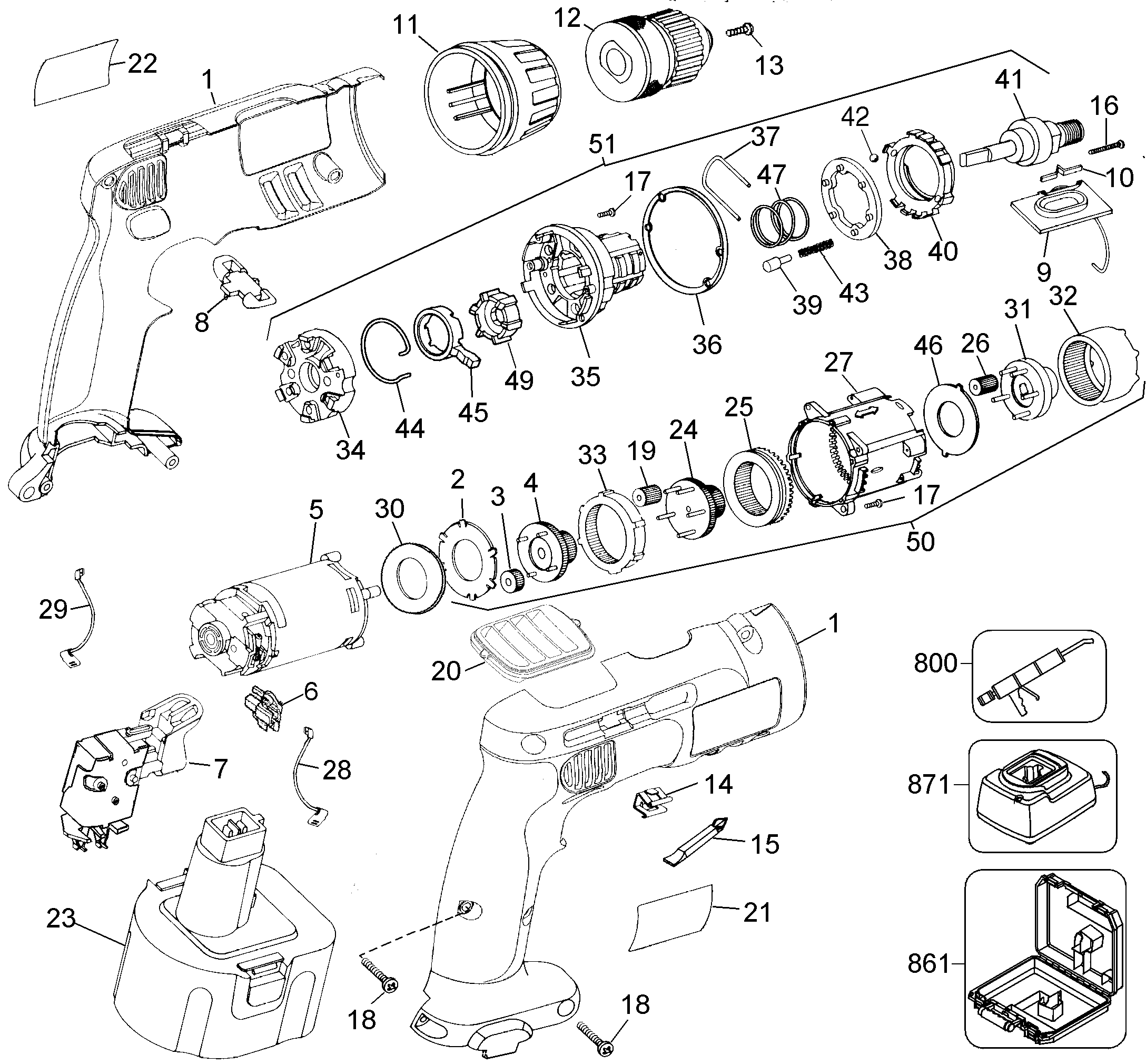 Page A Diagram and Parts List for DW996K-2 4 DeWALT Electric Drill