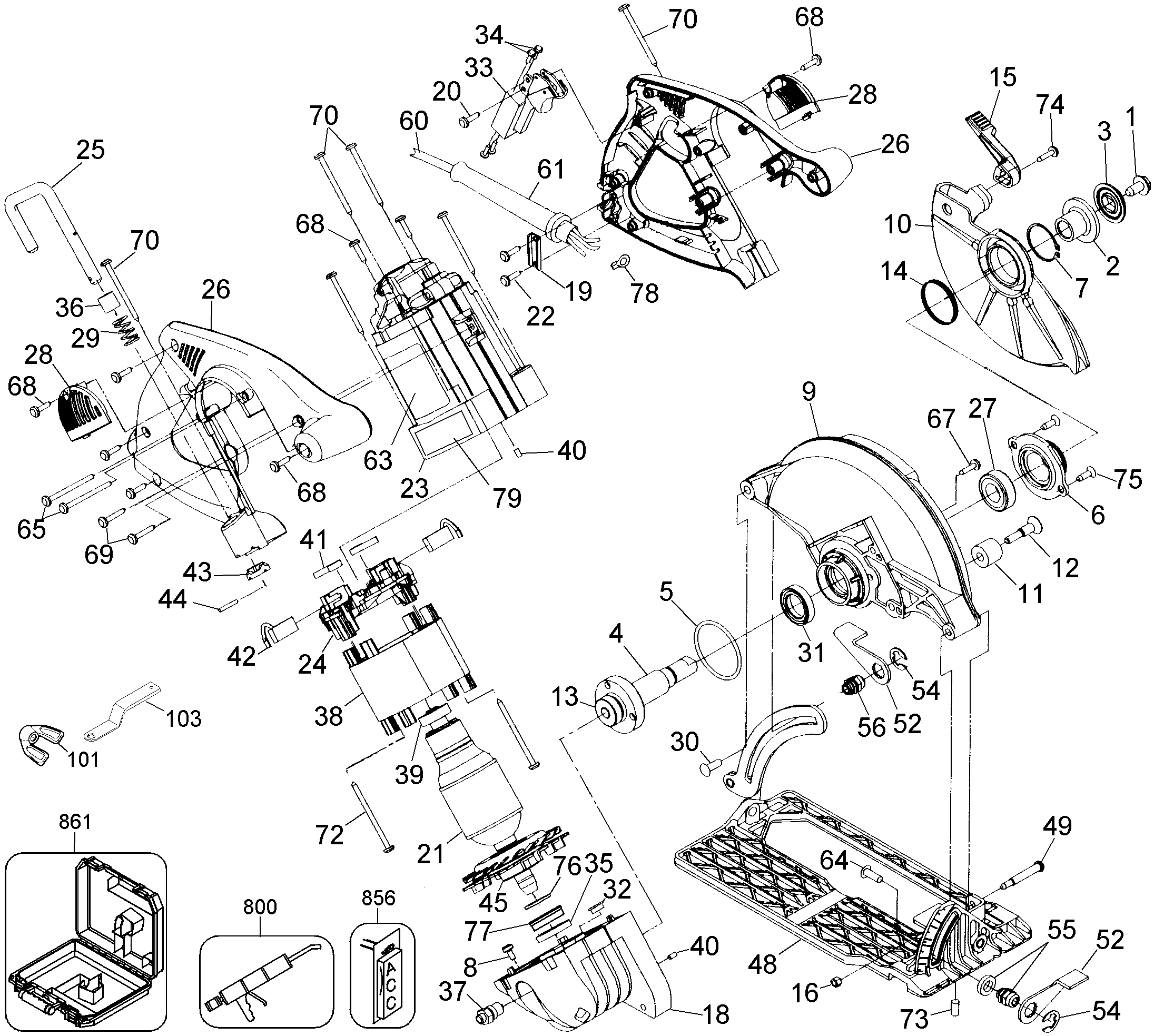 Page A Diagram and Parts List for DW378GK 2 DeWALT Circular Saw