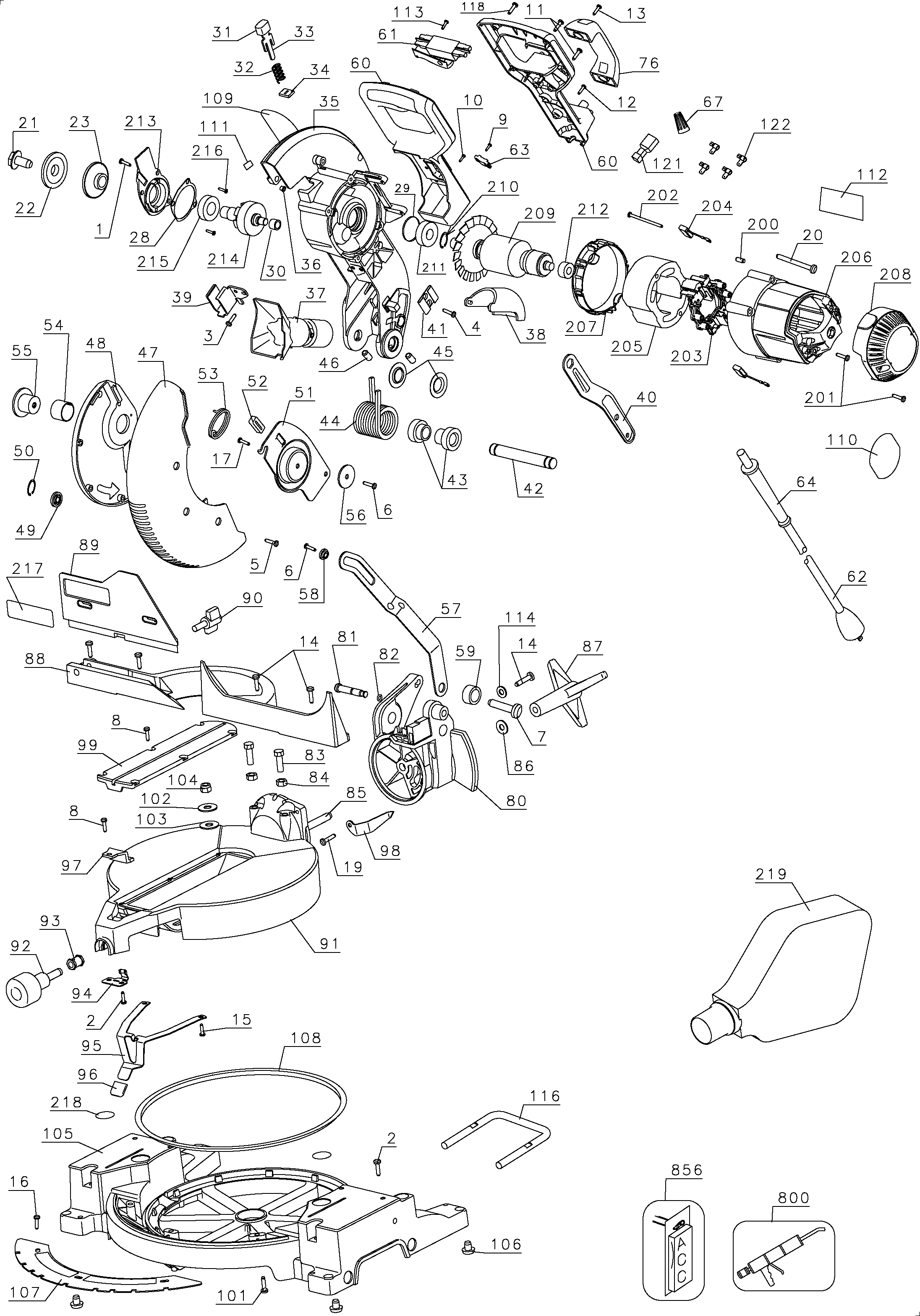 Page A Diagram and Parts List for DW703-B3 2 DeWALT Miter Saw