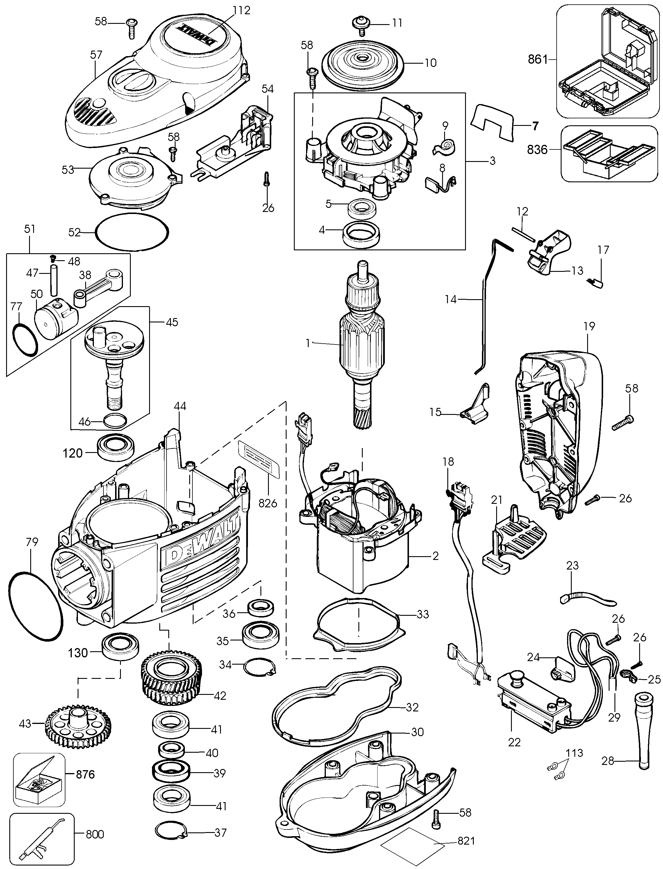 Page A Diagram and Parts List for D25940K 1 DeWALT Hammer