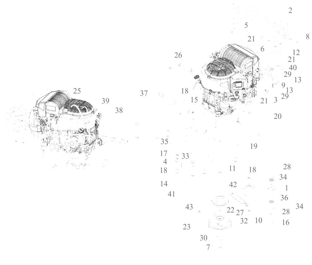 Engine Accessories Diagram and Parts List for DXGX554P (53AL8CS7038)(2021) DeWALT Lawn Tractor