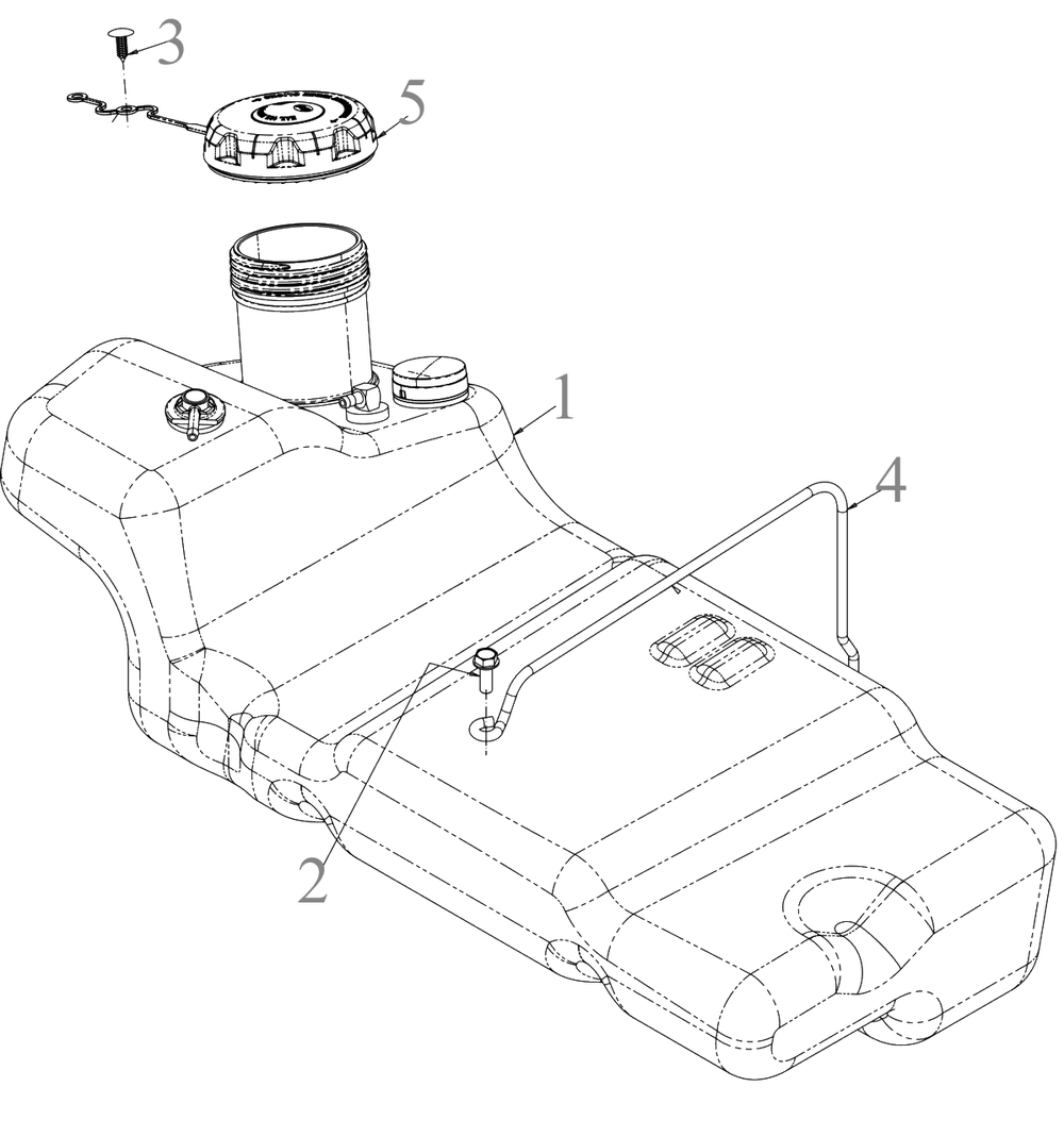 Fuel Tank Diagram and Parts List for DXGZ148P (47AHBCA6038)(2022) DeWALT Lawn Tractor