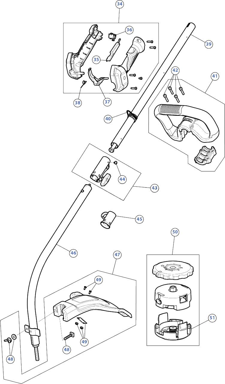 General Assembly Diagram and Parts List for DXGST227CS 41CD27CC939 DeWALT Trimmer