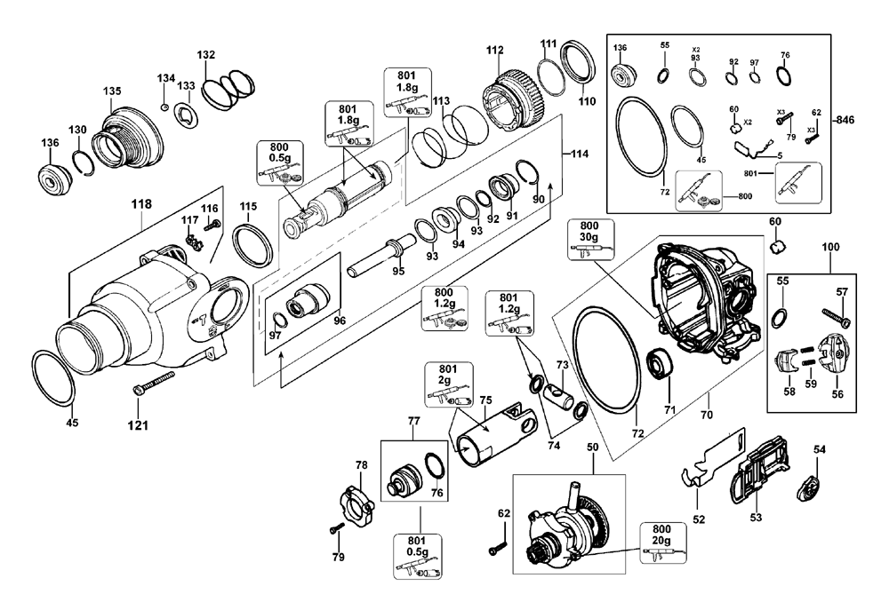 Fig-0 Diagram and Parts List for D25323 Type-2 DeWALT Drill