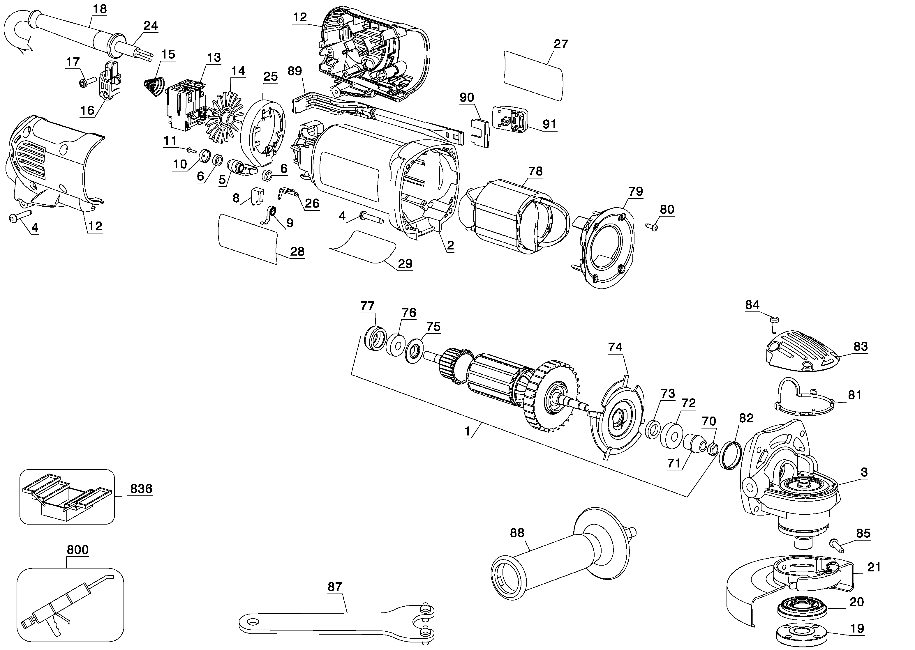 Page A Diagram and Parts List for D28112-BR 1 DeWALT Grinder