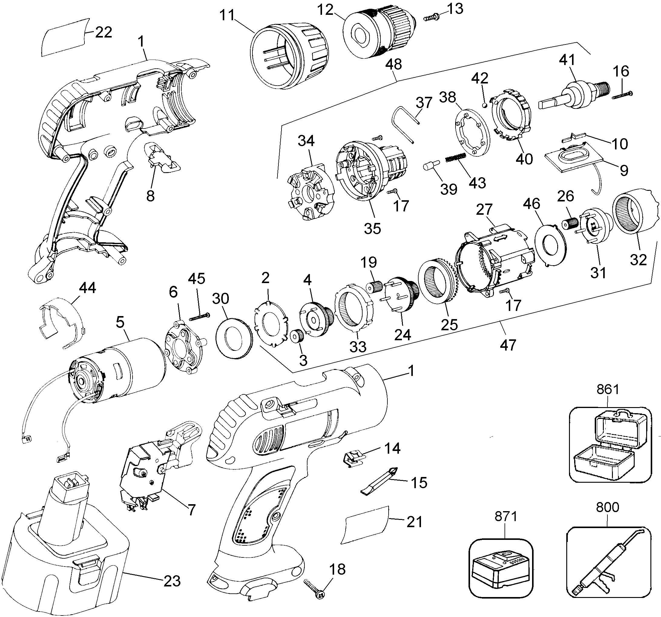 Page A Diagram and Parts List for DW953K-2 5 DeWALT Boring Machine