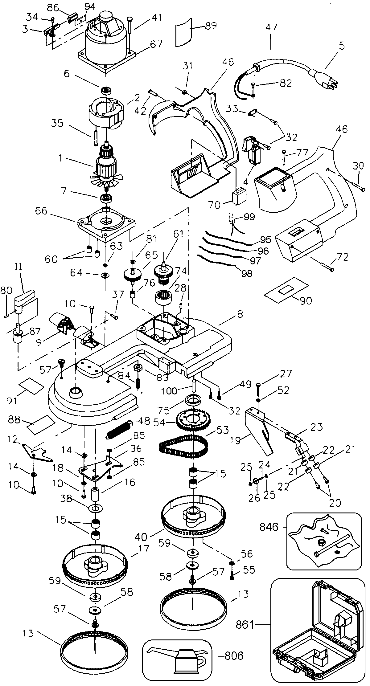 Page A Diagram and Parts List for DW328K 3 DeWALT Band Saw