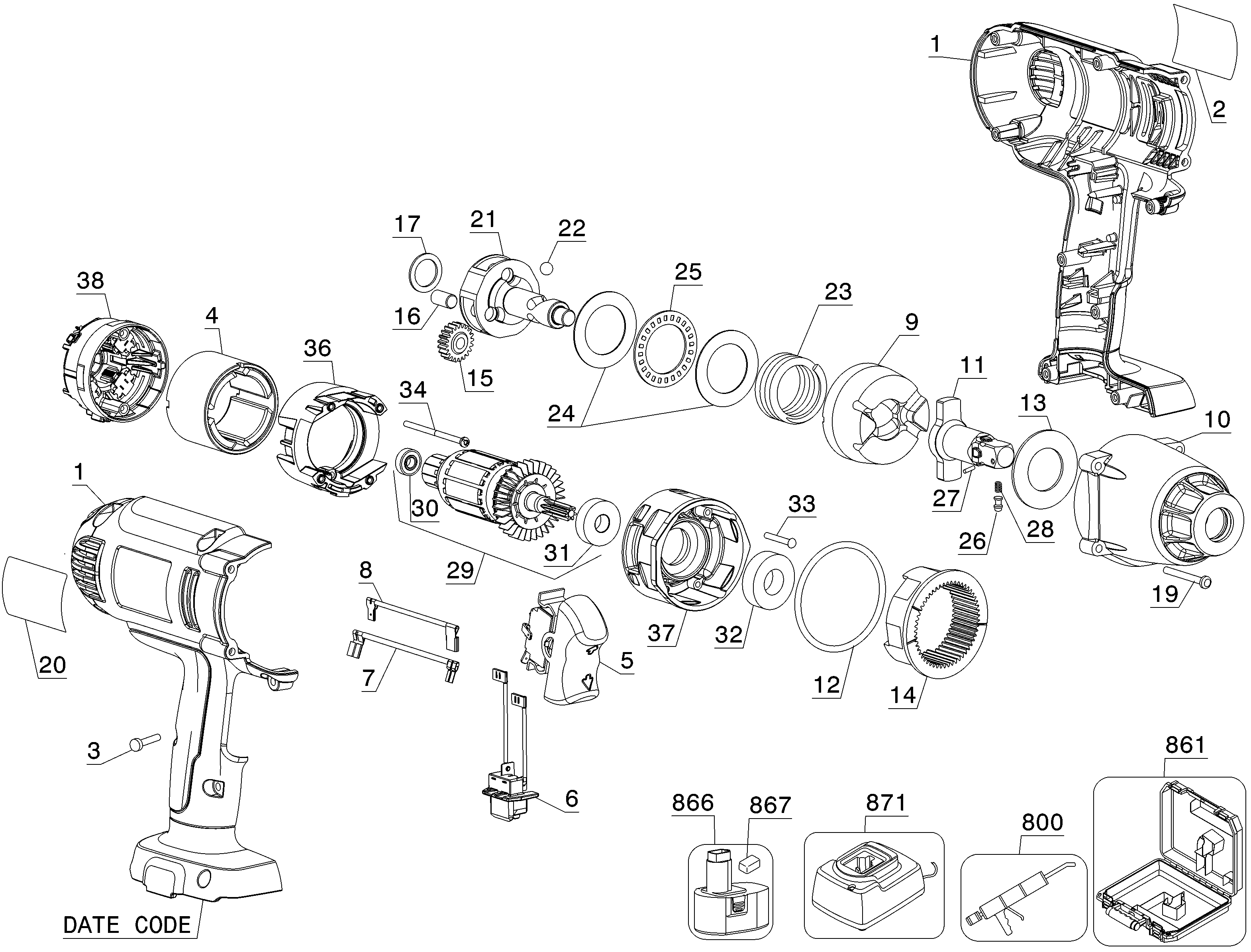 Page A Diagram and Parts List for DCF059KL 2 DeWALT Wrench