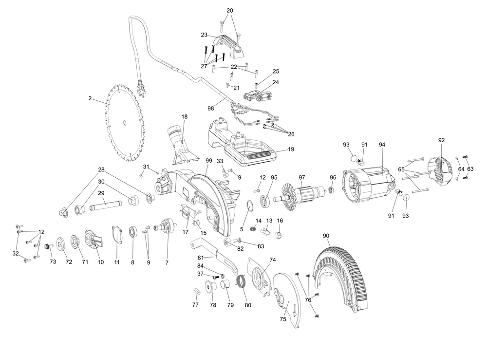 Diagram Diagram and Parts List for DWS713R Type 20 DeWALT Miter Saw