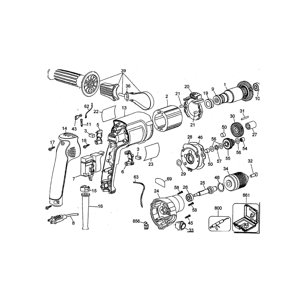 Drill Diagram and Parts List for DW236KTY1  DeWALT Drill