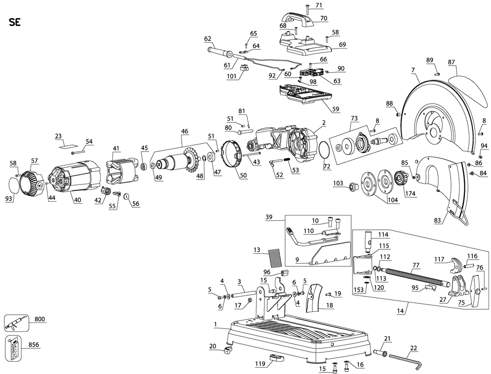 Diagram Diagram and Parts List for D28715R Type 3 DeWALT Chop Saw