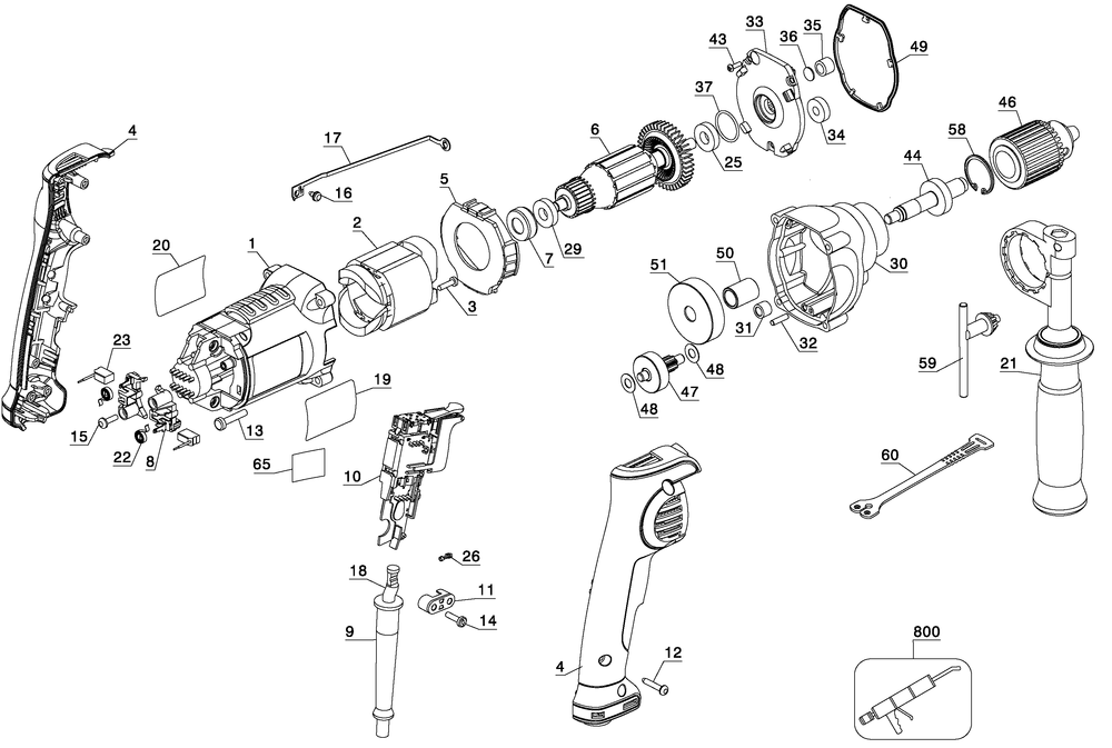 Page A Diagram and Parts List for DWD210G Type 2 DeWALT Electric Drill