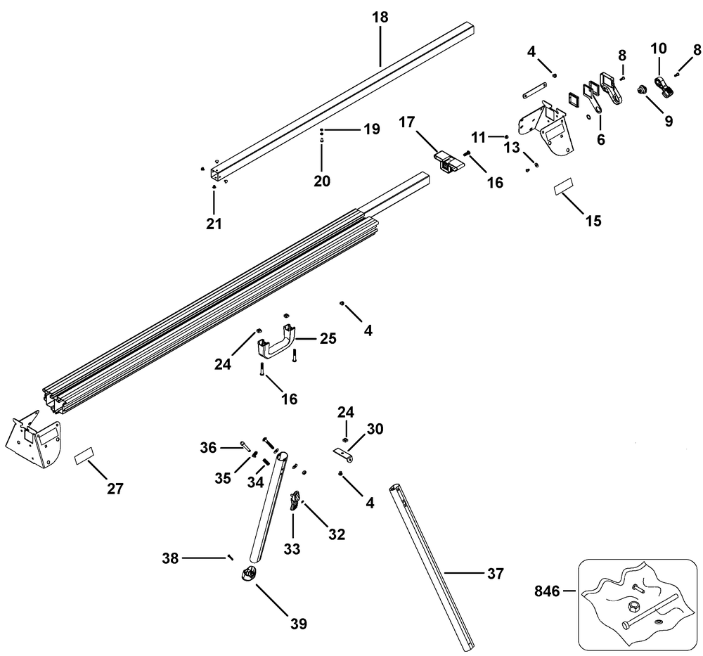 Section 3 Diagram and Parts List for DWX723 Type 30 DeWALT Tool Stand & Cart