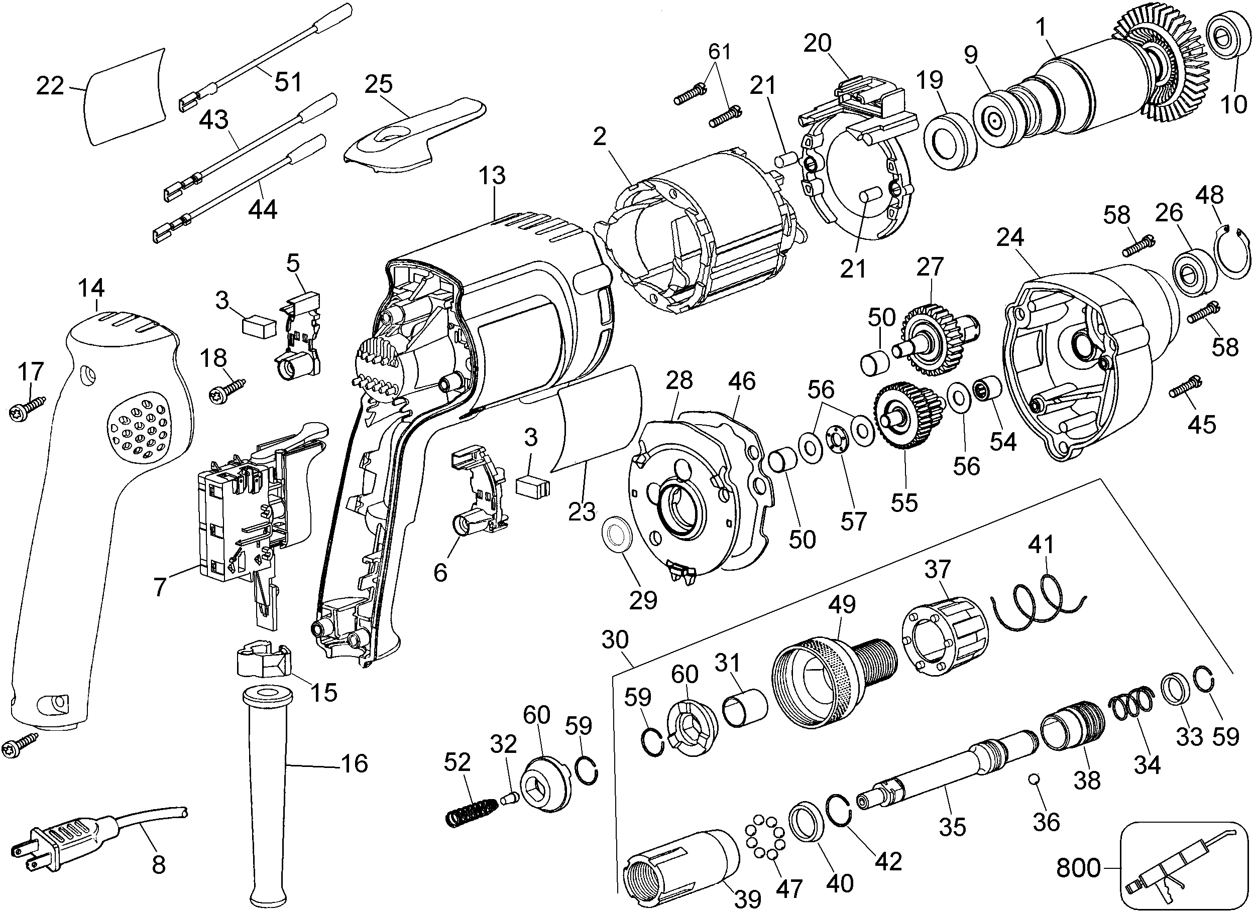 Page A Diagram and Parts List for DW268-B2 5 DeWALT Screwdriver