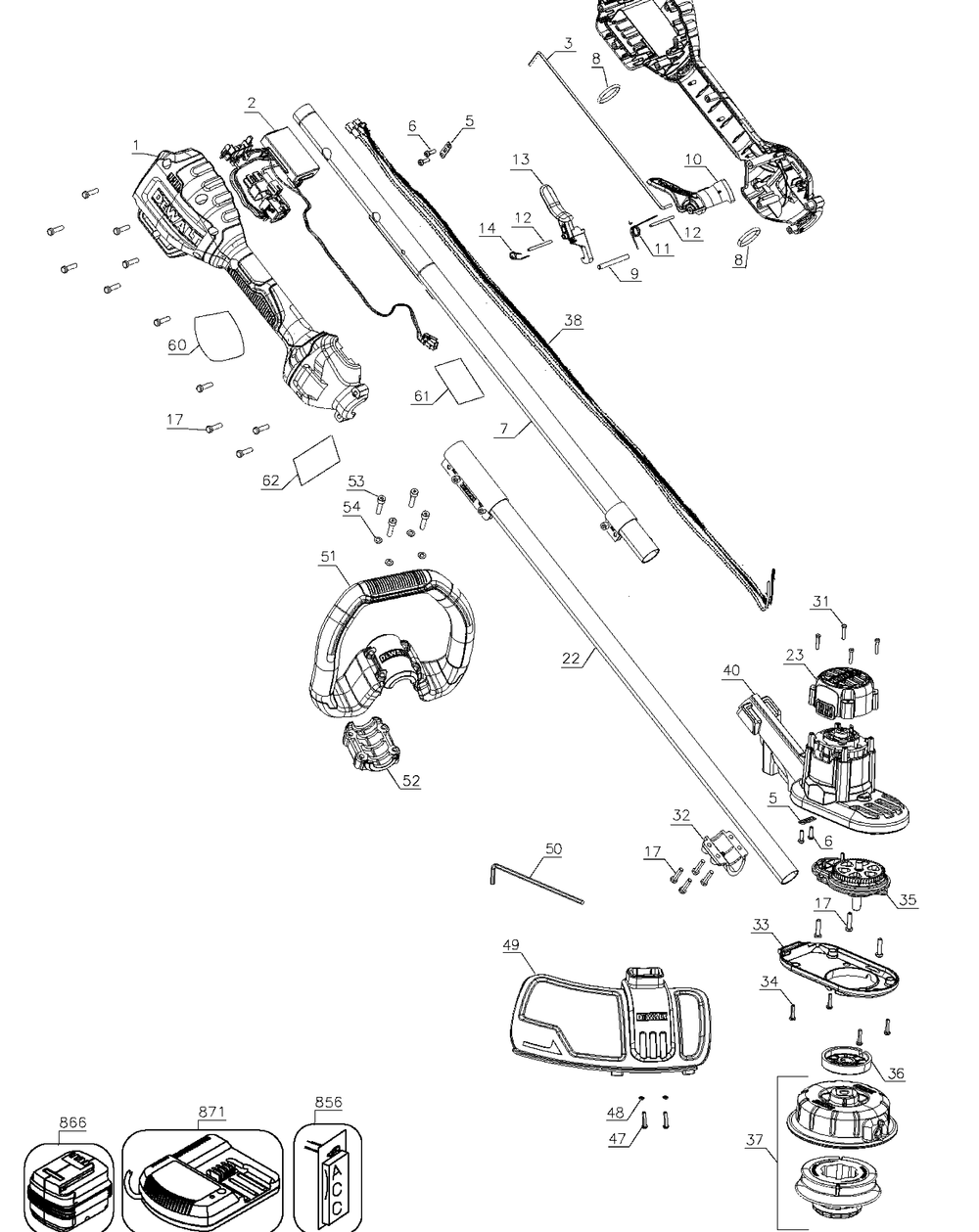 Diagram Diagram and Parts List for DCST925M1-6 Type 4 DeWALT Miscellaneous
