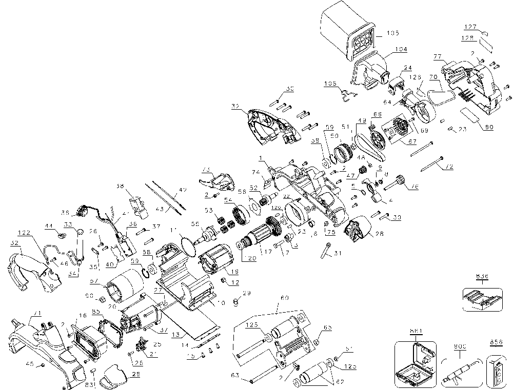 Page A Diagram and Parts List for DW433K Type 2 DeWALT Belt or Drum Sander